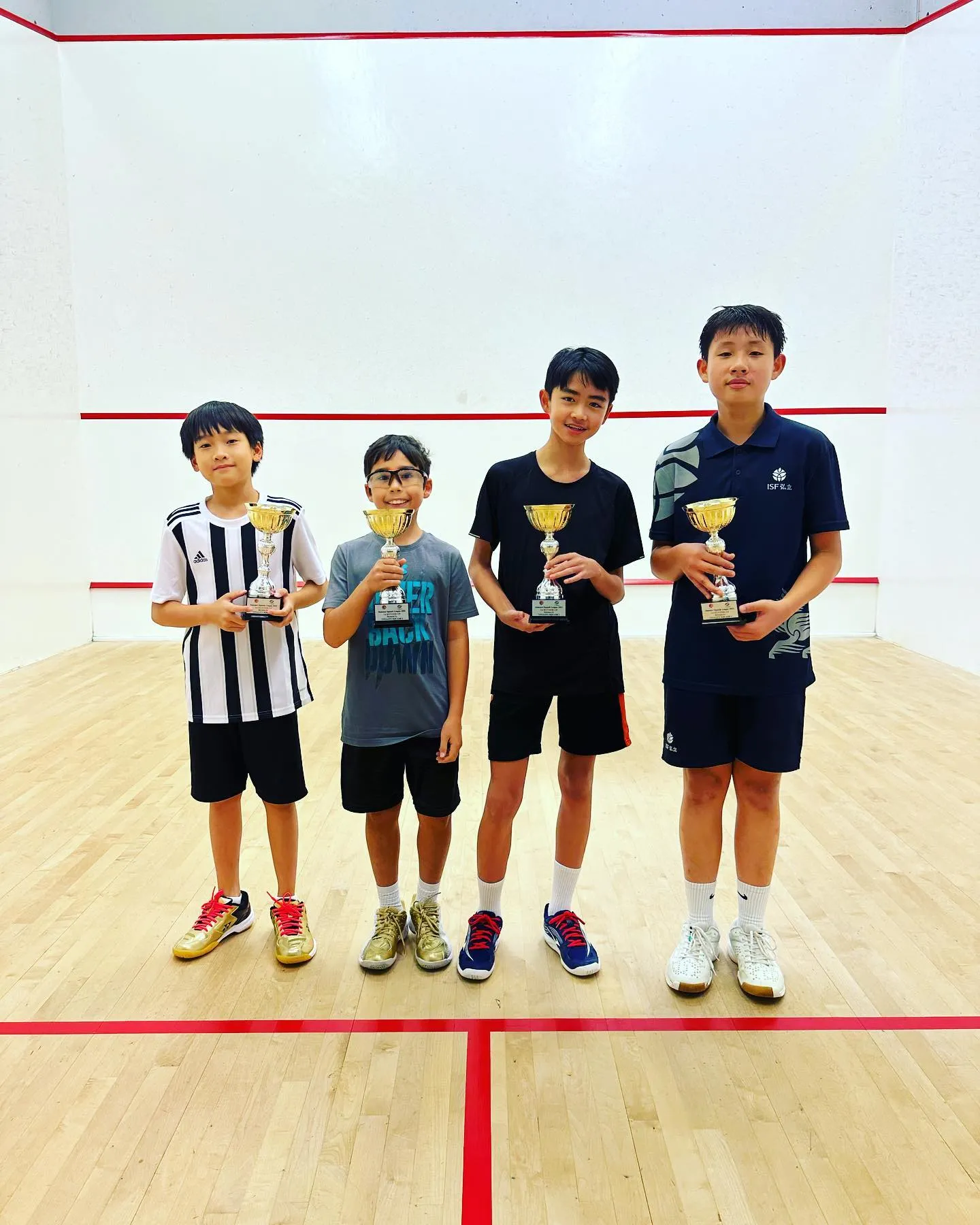 Students receiving squash awards